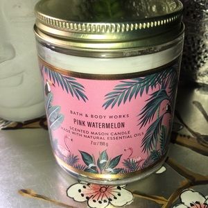 Bath And Bodyworks pink watermelon one with candle brand new smells so good